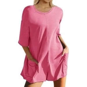 Pink Casual Romper